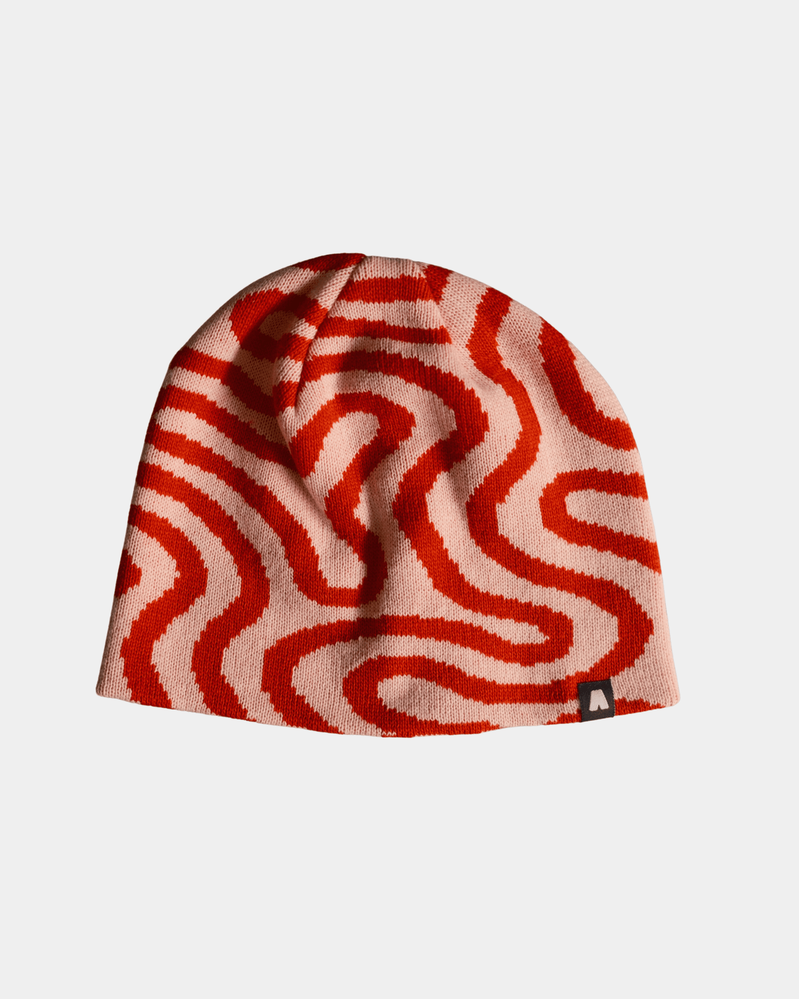 Bonnet sans revers, motif lava, rouge et rose, fabriqué au Portugal