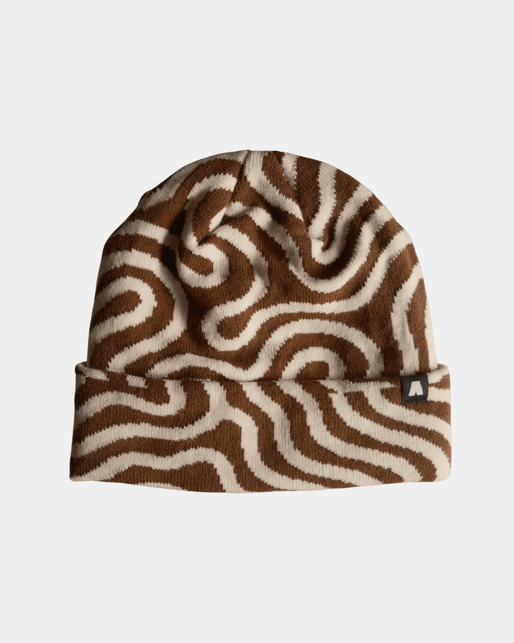 Bonnet avec revers, motif lava marron, fabriqué au Portugal
