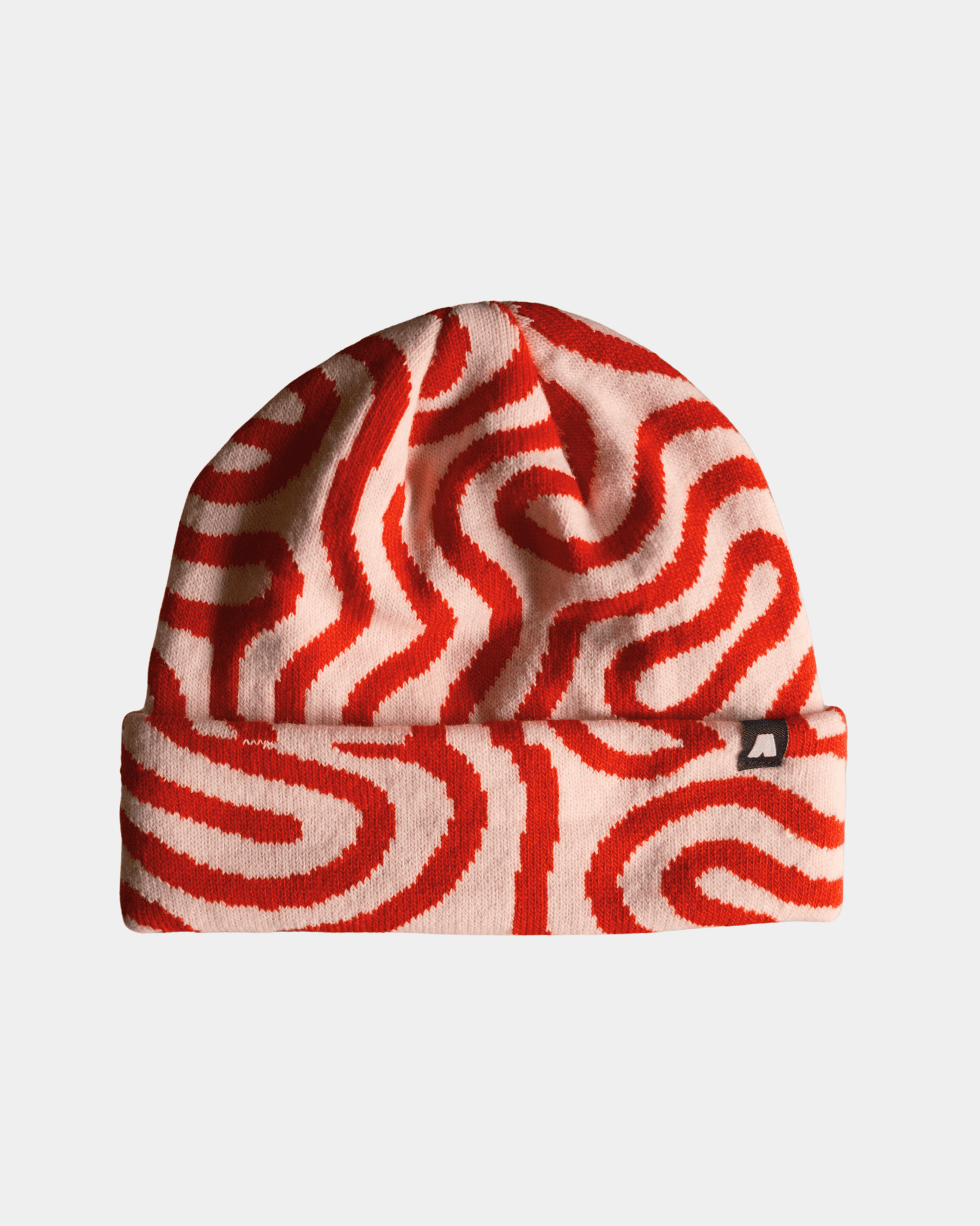 Bonnet avec revers, motif lava rouge, fabriqué au Portugal