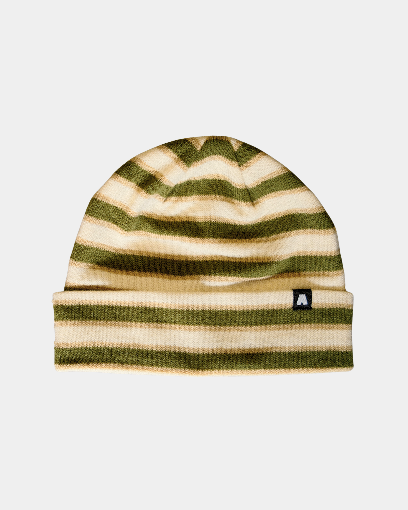 Bonnet avec revers, motif rayures vertes, fabriqué au Portugal